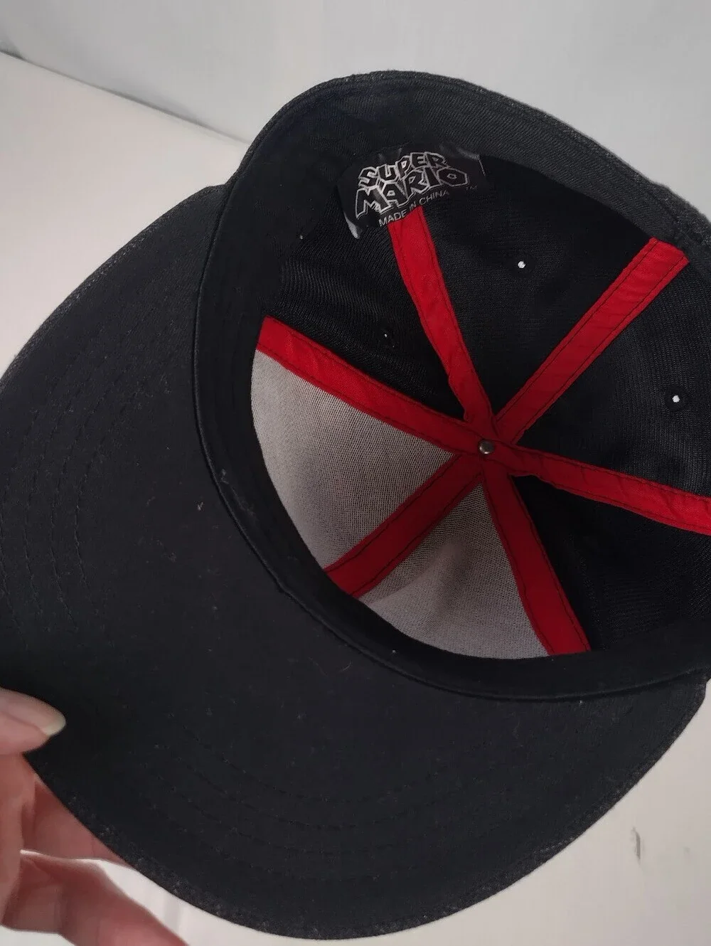 Super Mario Bros Hat (Nintendo) Black Pin-Striped Youth Small/Medium